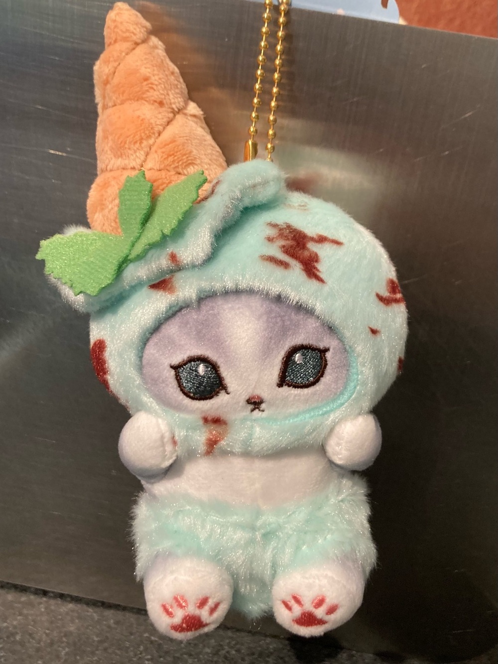 🍃🍦🐱16cm Limited Edition Mofusand Cat in Mint Chocolate Ice-Cream Cone Plush Doll